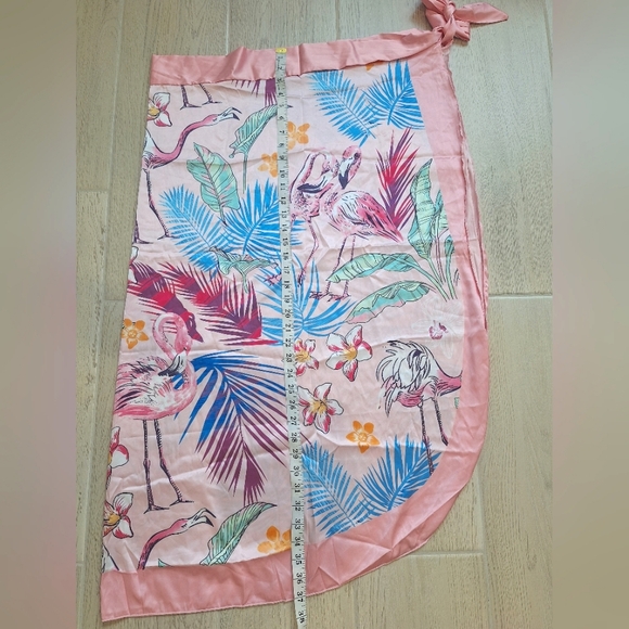 Tropical flamingo print swimsuit cover up/sarong/skirt with ties - one size - Picture 5 of 10